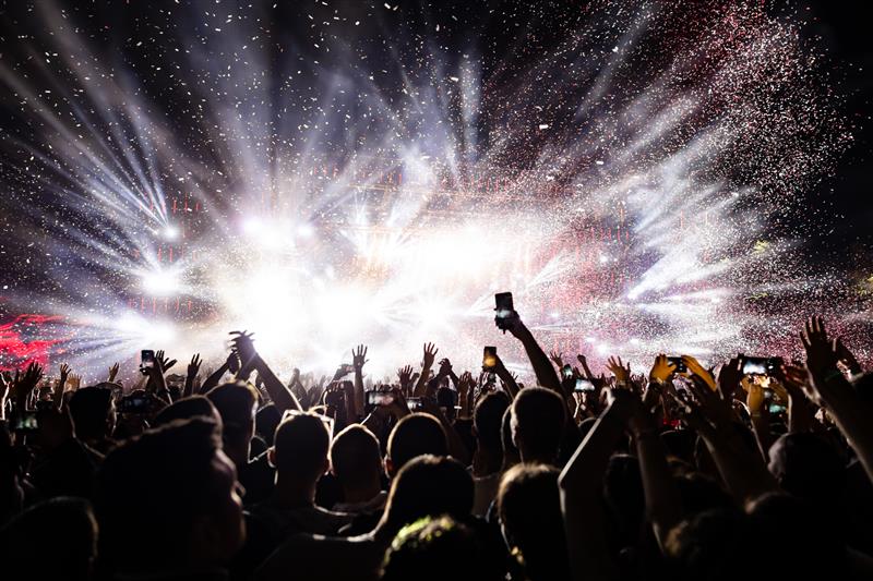 Audience silhouette at a festival